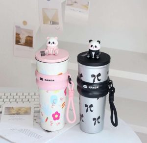 Thermos panda z słoma 700ml 